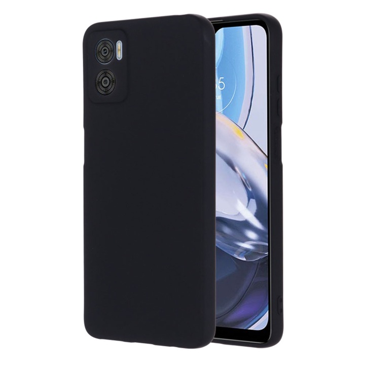 Husa protectie, interior de catifea, compatibila cu Motorola Moto E22 / E22i, FONIX BloomShield, silicon, margini ridicate, slim, Negru