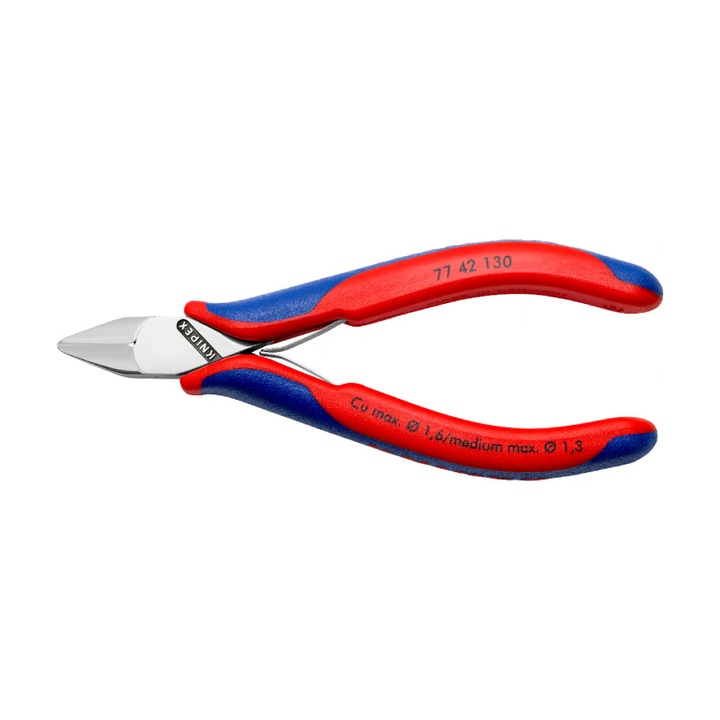 Cleste sfic electronisti Knipex cu tais fara tesire cap slefuit si maner multicomponent 130 mm