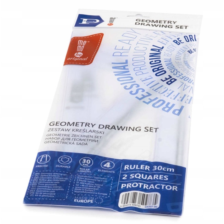 Set instrumente geometrie, Pratel, Plastic, 4 buc