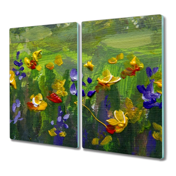 Tocator pe sticla, Dreptunghi, Pictura In Ulei Arta Flori, Multicolor, 2x30x52 cm, 010010520010000048866