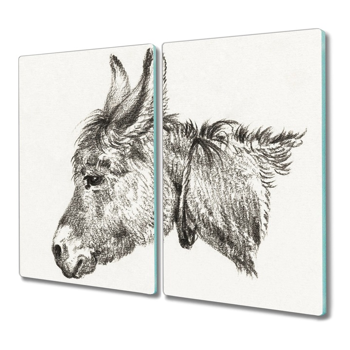 Стъклена дъска за рязане, Правоъгълник, Магаре Art Animal Drawing, Многоцветен, 2x30x52 см, 010010520010000018024