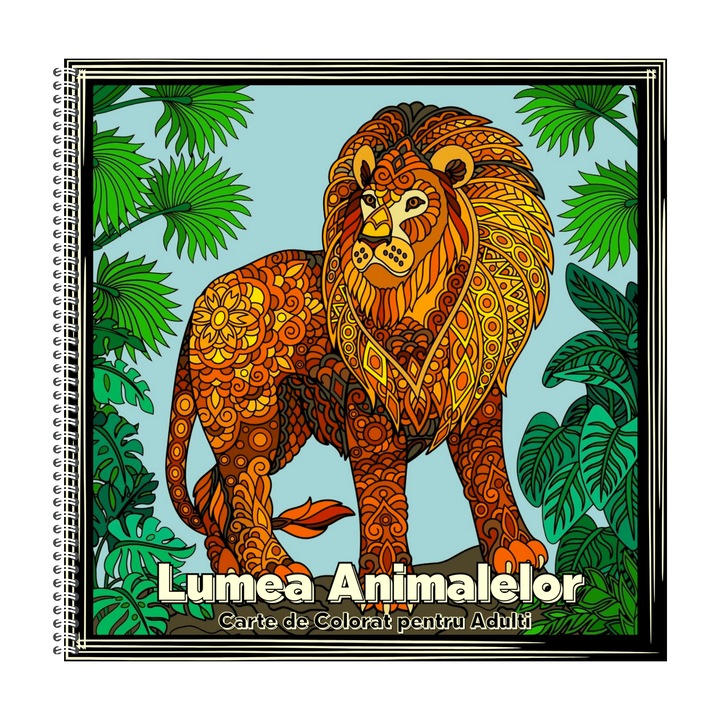 Carte de Colorat pentru Adulti, Mandala, Lumea Animalelor, 104 Pagini