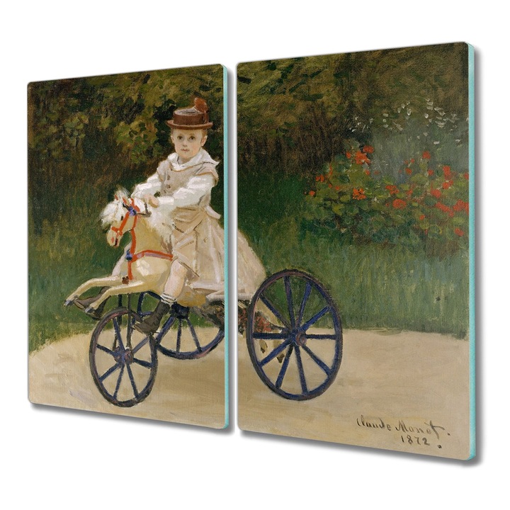 Tocator pe sticla, Dreptunghi, Jean Monet Pe Calul Sau De Bat, Verde, 2x30x52 cm, 010010520010000052728