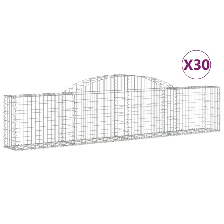 Set cosuri gabion arcuite vidaXL, 30 buc., 300x30x60/80cm, fier galvanizat 22 kg 3146501