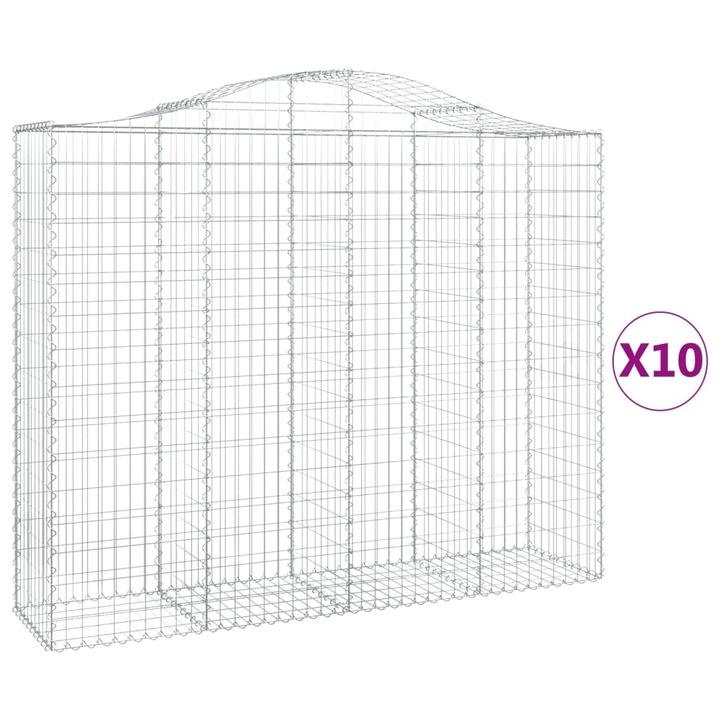 Set cosuri gabion arcuite 10 buc vidaXL, 200x50x160/180cm, fier galvanizat 34.55 kg 3145711
