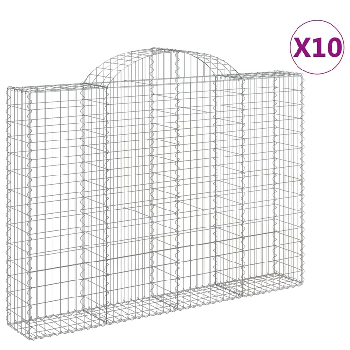 Set cosuri gabion arcuite 10 buc vidaXL, 200x30x140/160cm, fier galvanizat 25.95 kg 3146160