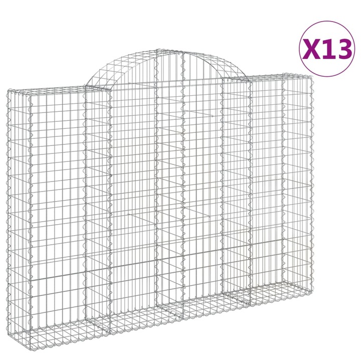 Set cosuri gabion arcuite 13 buc vidaXL, 200x30x140/160cm, fier galvanizat 25.95 kg 3146163