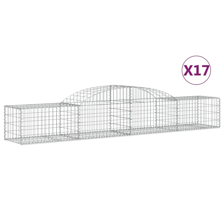 Set cosuri gabion arcuite vidaXL, 17 buc., 300x50x40/60cm, fier galvanizat 22.6 kg 3146660