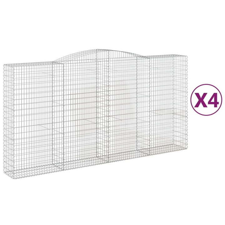 Set cosuri gabion arcuite vidaXL, 4 buc 400x50x200/220 cm, fier galvanizat 76.75 kg 3147063
