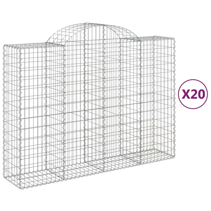 Set cosuri gabion arcuite 20 buc vidaXL, 200x50x140/160cm, fier galvanizat 31.1 kg 3146377