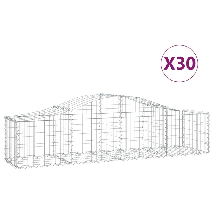 Set cosuri gabion arcuite 30 buc vidaXL, 200x50x40/60 cm, fier galvanizat 15.2 kg 3145594