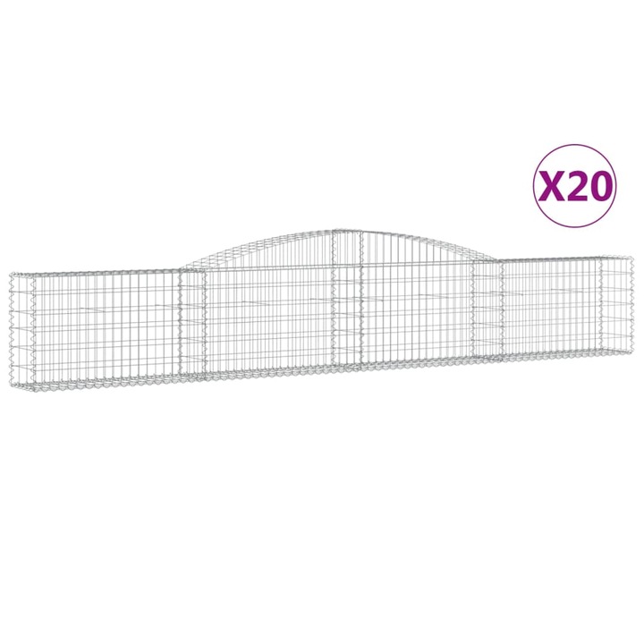 Set cosuri gabion arcuite 20 buc vidaXL, 400x30x60/80 cm, fier galvanizat 27.45 kg 3146850
