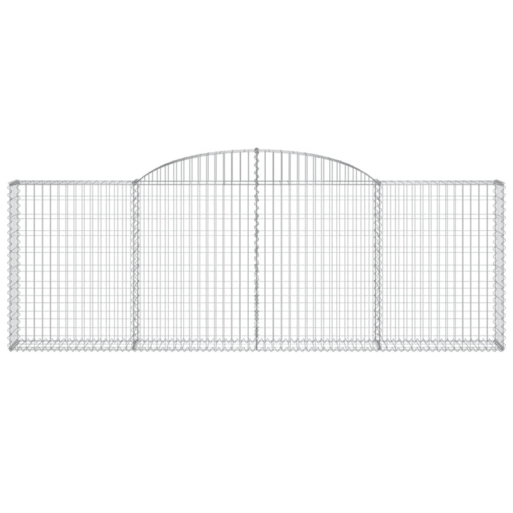Комплект 7 габионни огради, Zakito Europe, Желязо, 300x30x100/120 см, подсилени куки, Сребро