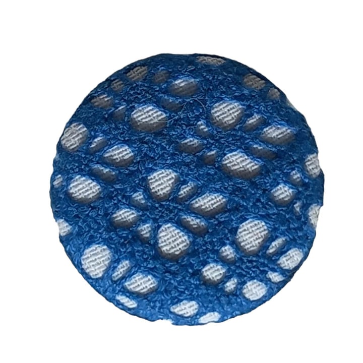 Кръгло декоративно копче, облечено в синя дантела 4см, размер 60