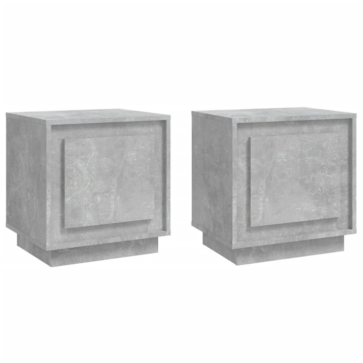 Set noptiere vidaXL, 2 buc., gri beton, 44x35x45 cm, lemn prelucrat, 18 kg