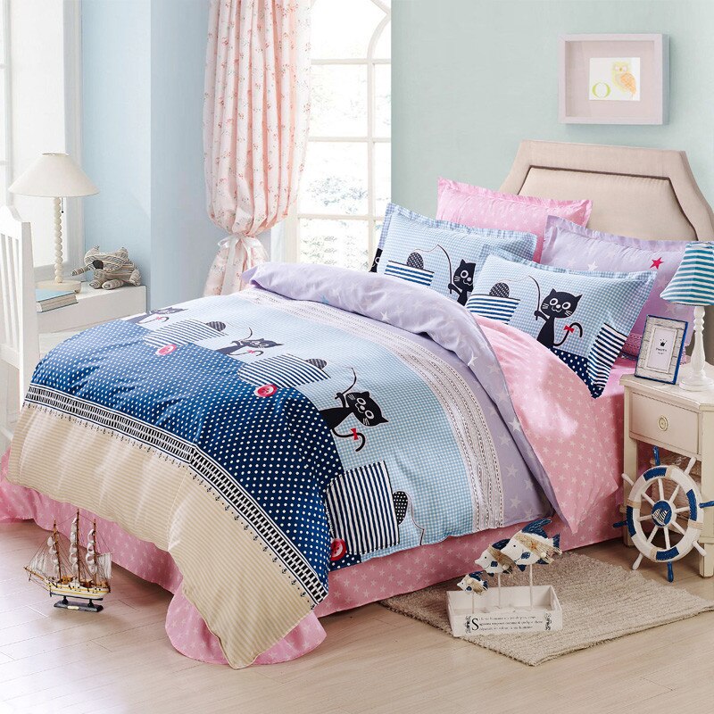Lenjerie pat dubla, 4 piese, 100% Bumbac Ranforce, Cearsaf pilota 200 x 230, 2023241, Design Love House