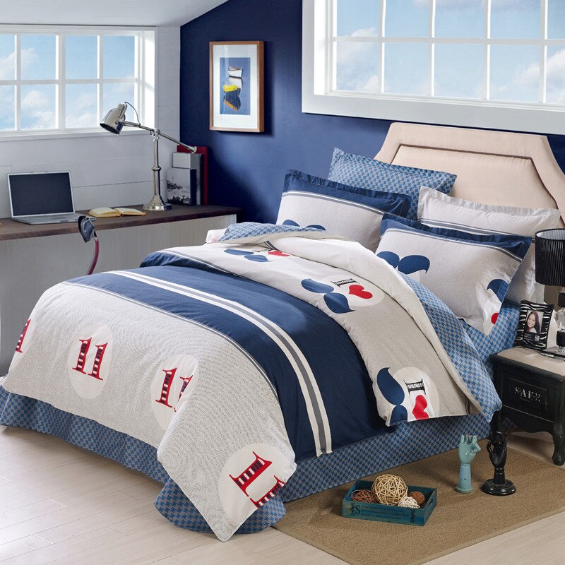 Lenjerie pat dubla, 4 piese, 100% Bumbac Ranforce, Cearsaf pilota 200 x 230, 2023229, Design Love House