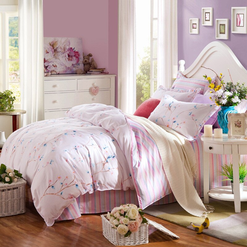 Lenjerie pat dubla, 4 piese, 100% Bumbac Ranforce, Cearsaf pilota 200 x 230, 2023266, Design Love House
