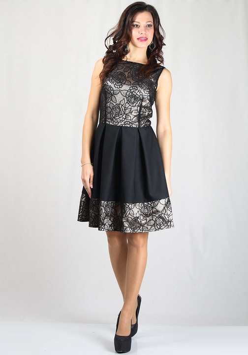 Рокля с къс ръкав Rumena 30284, Черен/Златист