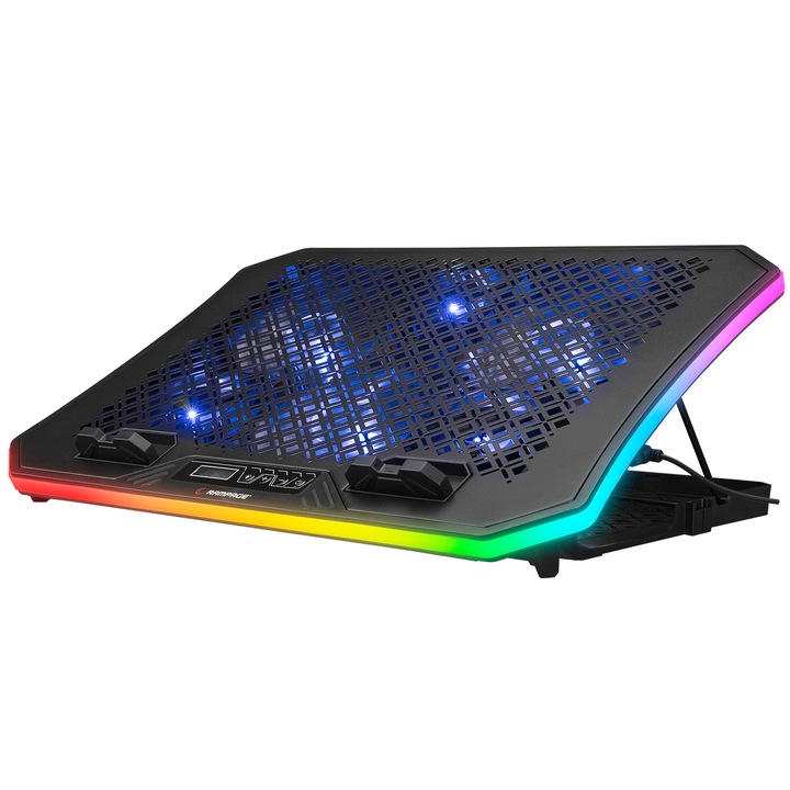 Cooler Laptop Rampage AD-RC34 METAFOR, 6 ventilatoare, Iluminare RGB,10-19, Negru
