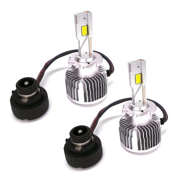 Becuri LED auto, motoLEDy, D4S D4R, Set 2 bucati, Flux luminos 8000 lm per bucata, cu CANBUS, inlocuitor Xenon, unghi de inclinare reglabil, pornire instantanee, lumina alba 5500K, durata de viata 50.000 ore, omologare E13