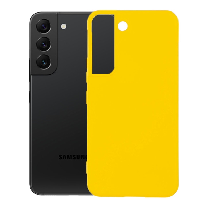 Защитен панел FONIX BloomShield, кадифена вътрешност, съвместим със Samsung Galaxy S22 Plus, силикон, повдигнати ръбове, тънък, жълт