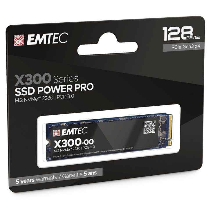 Solid State Drive SSD Emtec X300 Power Pro ECSSD128GX300, 128 GB, M.2 2280, PCI-E x4 Gen3 NVMe