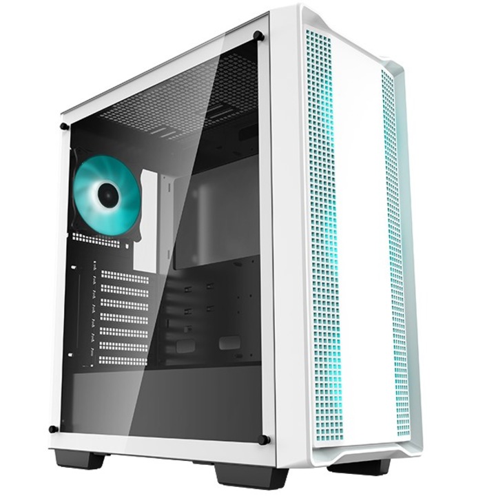 Кутия за компютър DeepCool CC560 WH, Mid Tower, Mini-ITX/Micro-ATX/ATX, 4x120mm LED Fans, Tempered Glass, Mesh Panel, White
