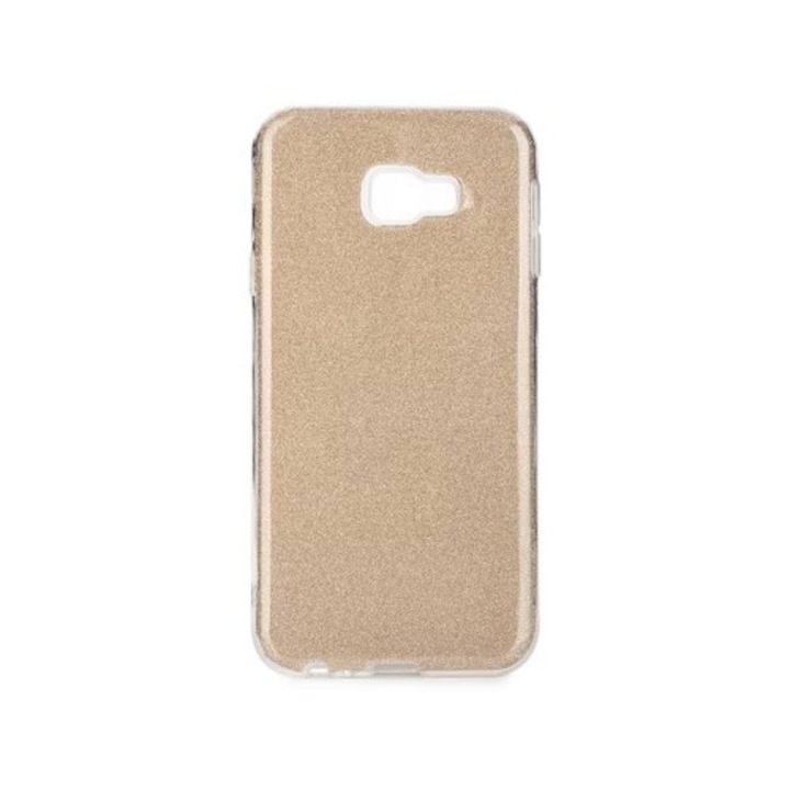 Husa Protectie Pentru Samsung Galaxy J4 2018, Silicon Spate, Model Sclipici Auriu