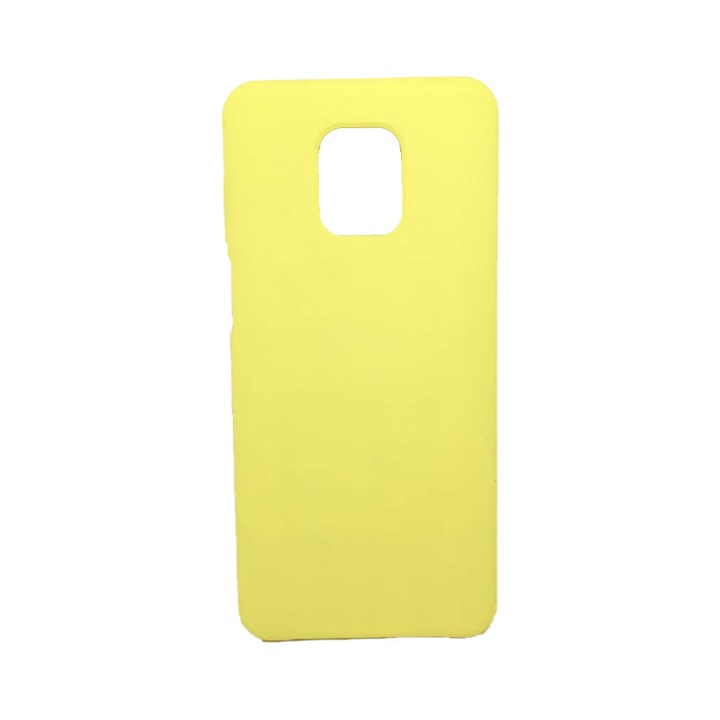 Husa Silicon Candy G-Tech Liquid, Compatibil cu Xiaomi Redmi Note 9 Pro, Note 9s, din silicon, Microfibra in Interior, Galben