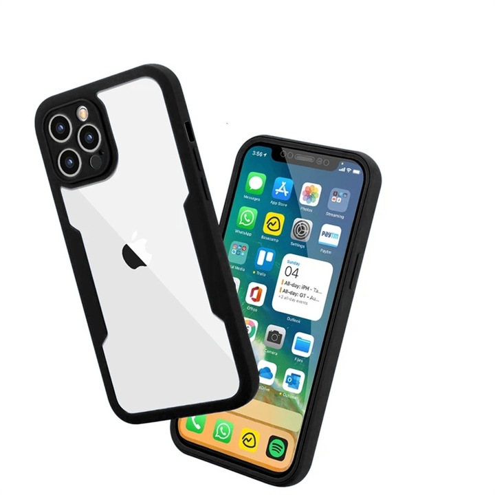 Ultimate Optim Protection 360°-os tok Apple iPhone 13-hoz, hibrid technológia, rendkívül tartós, kameravédelem, teljes képernyő és hátvédelem, fekete