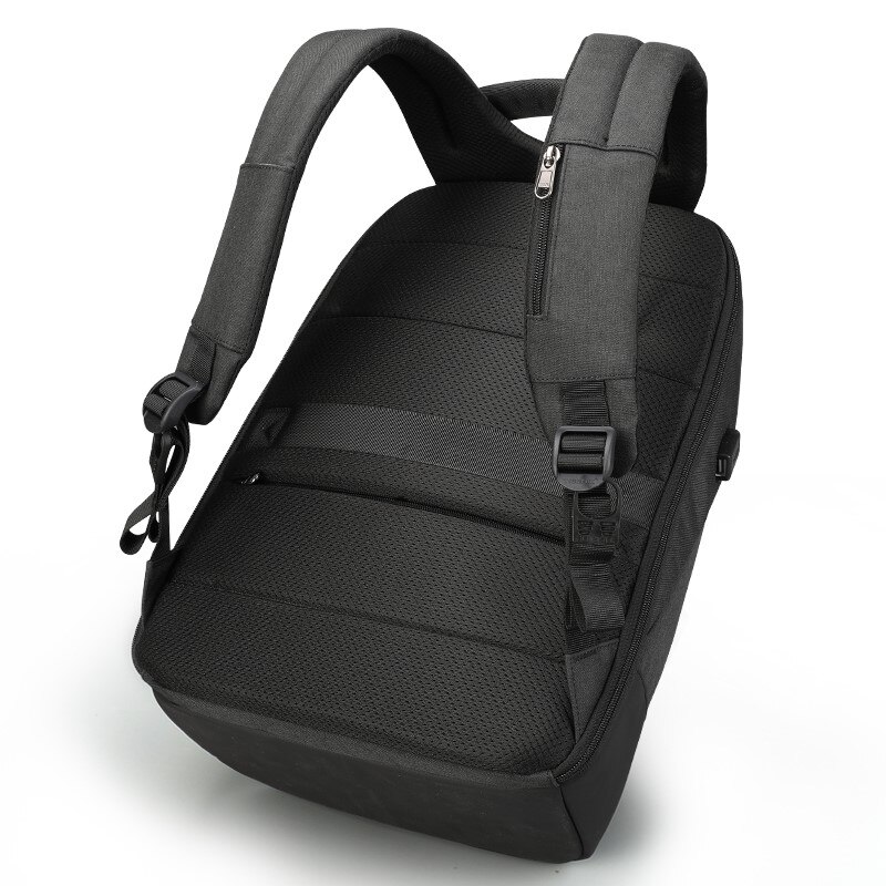 Rucsac laptop 15.6", impermeabil, cu buzunar ascuns antifurt si port USB, Tigernu, 31x17x44 cm, Negru/Gri inchis