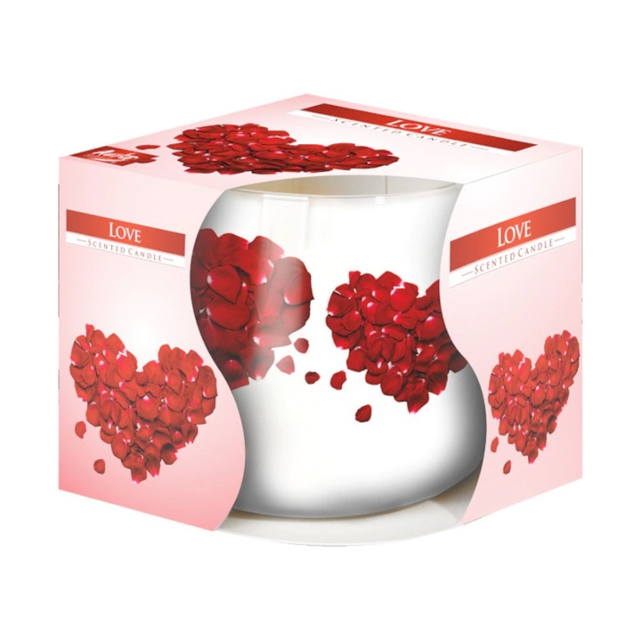 Lumanare Parfumata in Pahar Imprimat, Love, 22 Ore