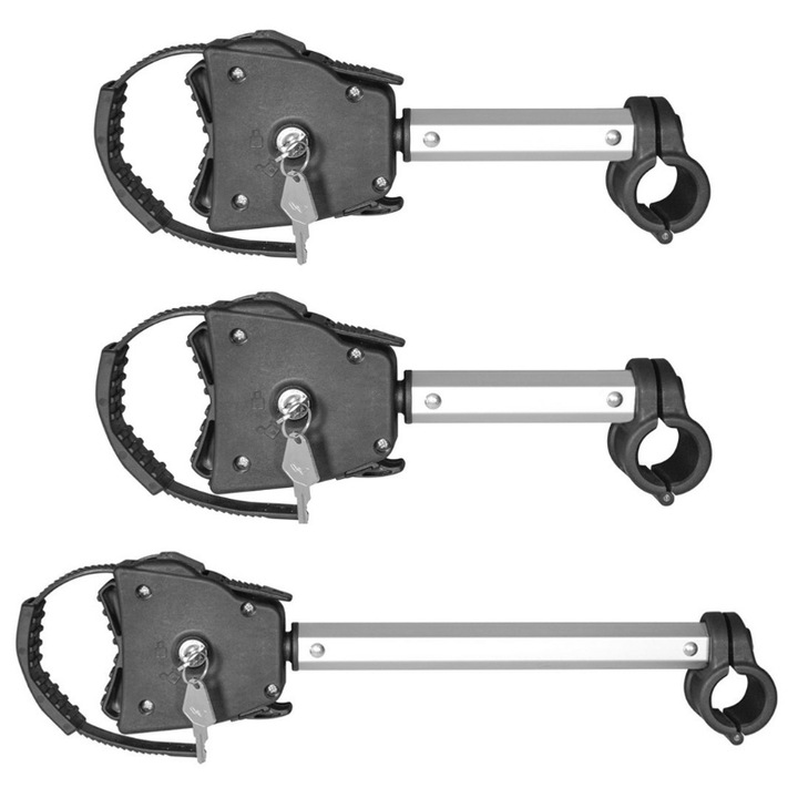 Set 3 bare transversale, Menabo, Otel,80 x 60 mm, Negru/ Argintiu