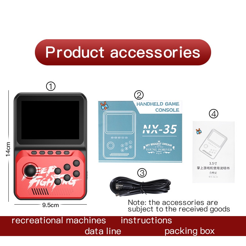 Consola Retro Neximus® NX-35, LCD 3.5 inch, 2700 de jocuri incluse, memorie 8GB, 800mAh, suporta 6 emulatoare