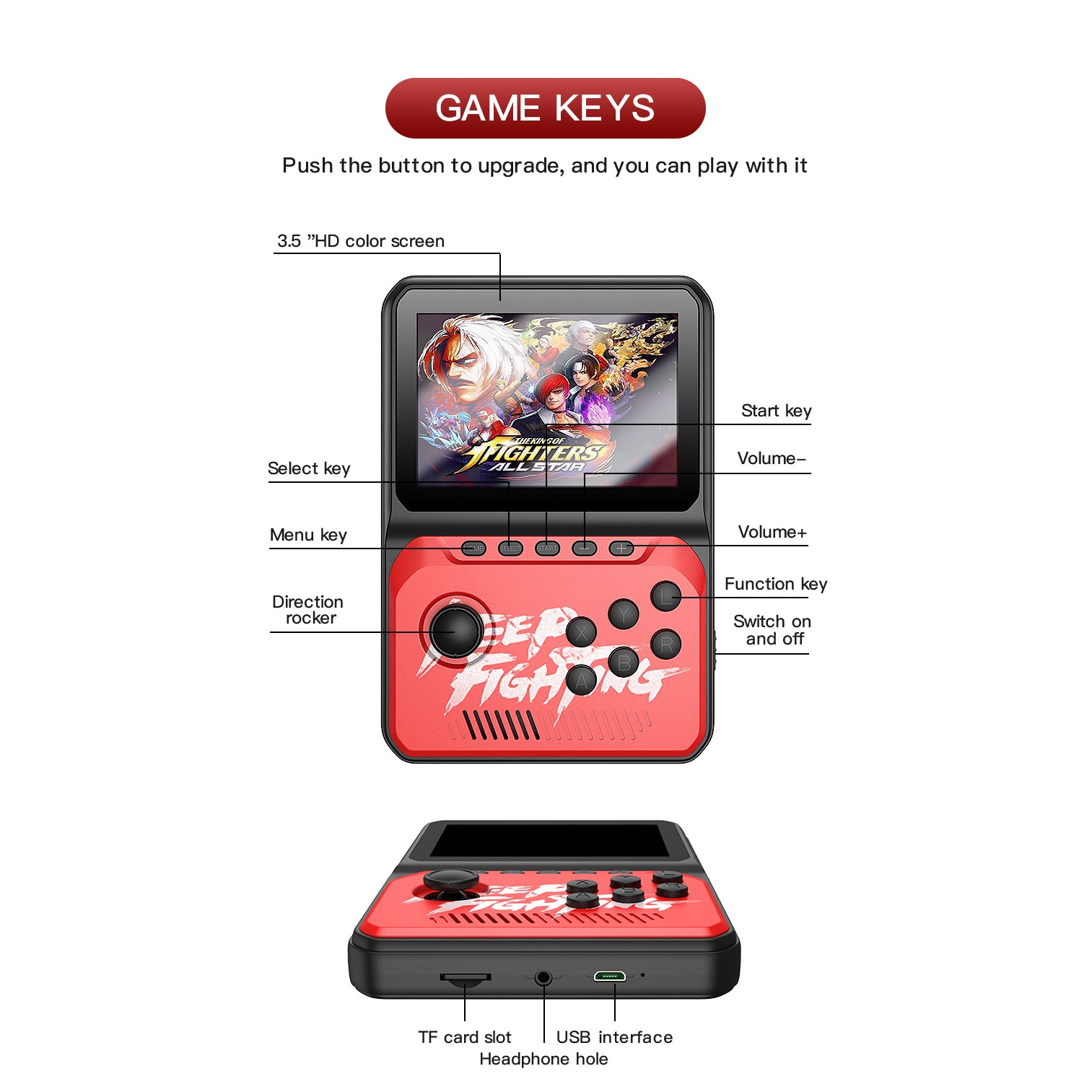 Consola Retro Neximus® NX-35, LCD 3.5 inch, 2700 de jocuri incluse, memorie 8GB, 800mAh, suporta 6 emulatoare