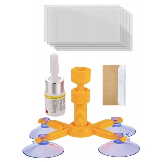 Kit Reparatie Parbriz pentru Sticla Crapata Set Corector cu Ventuza
