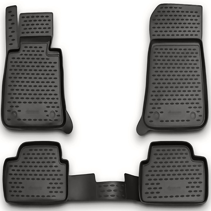 Set 4 covorase auto Novline pentru BMW Seria 1, Cauciuc, Gri inchis