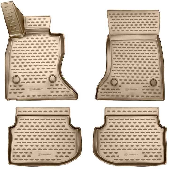 Set 4 covorase auto tip tavita, Novline, Element, TPE, Compatibil cu BMW Seria 5 F10, 2010-2013, Bej