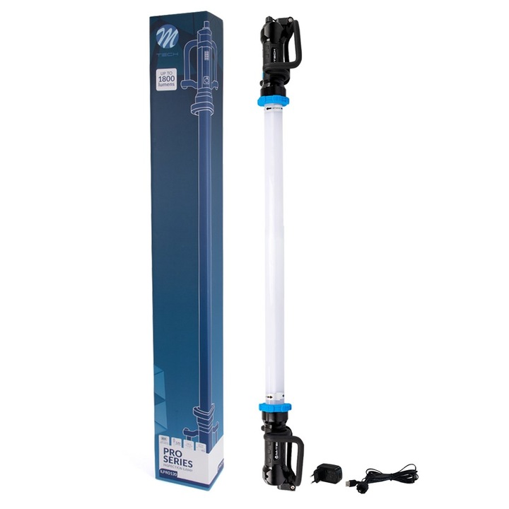 LED munkalámpa, M-Tech, 1800 lm, 20 W, 1630/1280 x 126 x 107 mm, fekete/kék