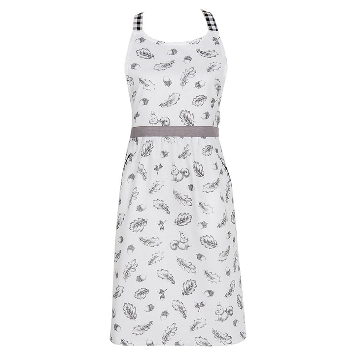 Кухненска престилка, Памучна, Сиво бяла, 70х85 см