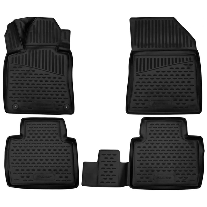 Set 4 covorase auto tip tavita, Novline, Element, TPE, Compatibil cu Peugeot 508, 2019+, Negru