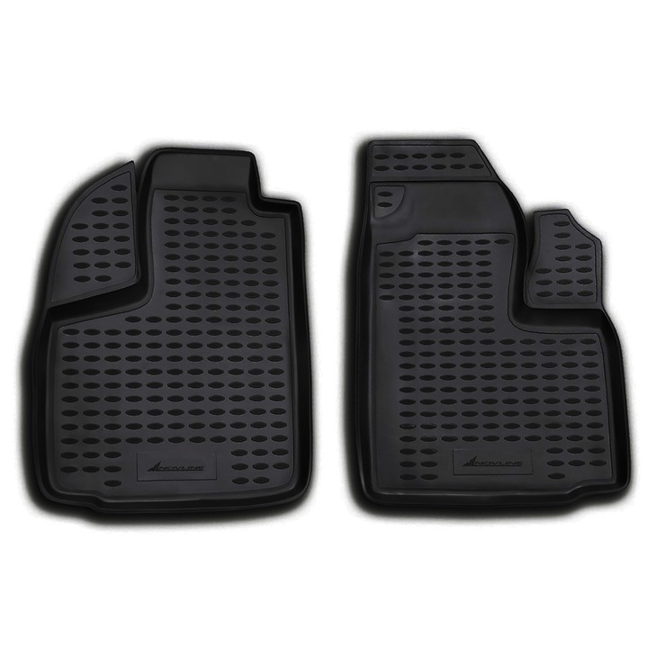 Set 2 covorase auto tip tavita, Novline, TPE, Compatibil cu Fiat Doblo Cargo, 2001-2009, Negru