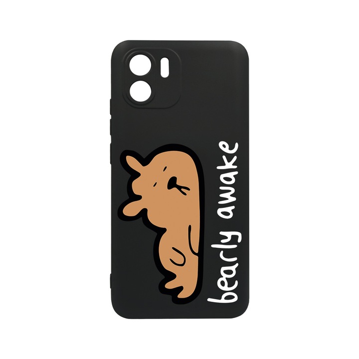 Силиконов калъф BestCase за Xiaomi Redmi A1, Bearly Awake, 0.8MM Slim, Camera Protection, Black Silicon Series, c-B 998