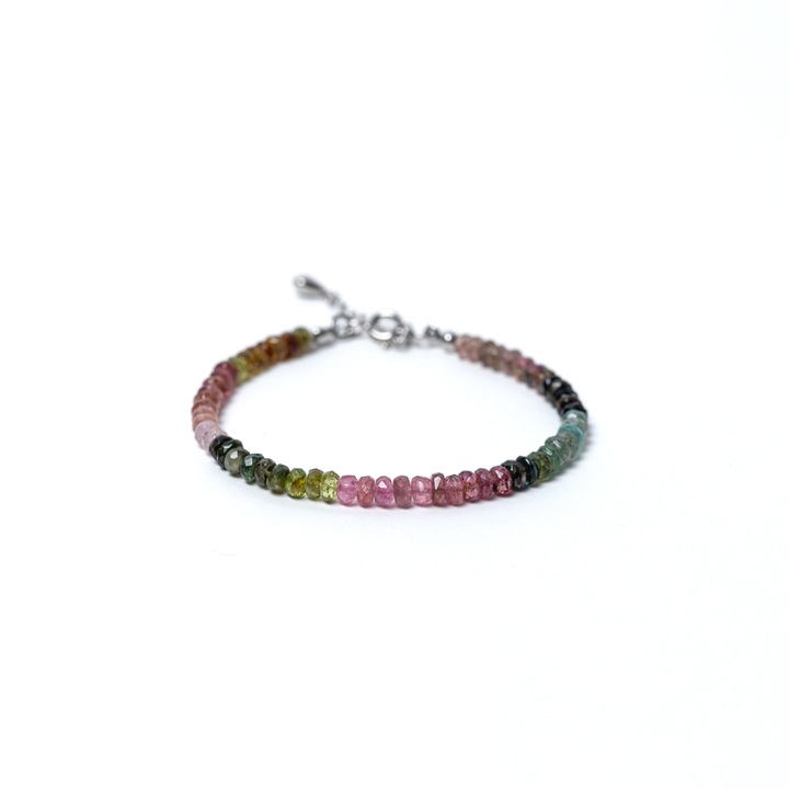 Ezera karkötő, turmalin, A++ körökből, ezüst 925 csattal, többszínű