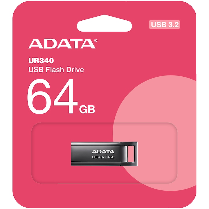 Memorie USB ADATA UR340, 64GB, USB 3.2, Metalic