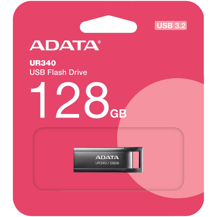 Memorie USB ADATA UR340, 128GB, USB 3.2, Metalic