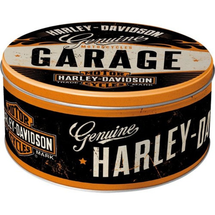 Cutie de depozitare metalica - Harley Davidson Garage R Ø21 x 9.5 cm