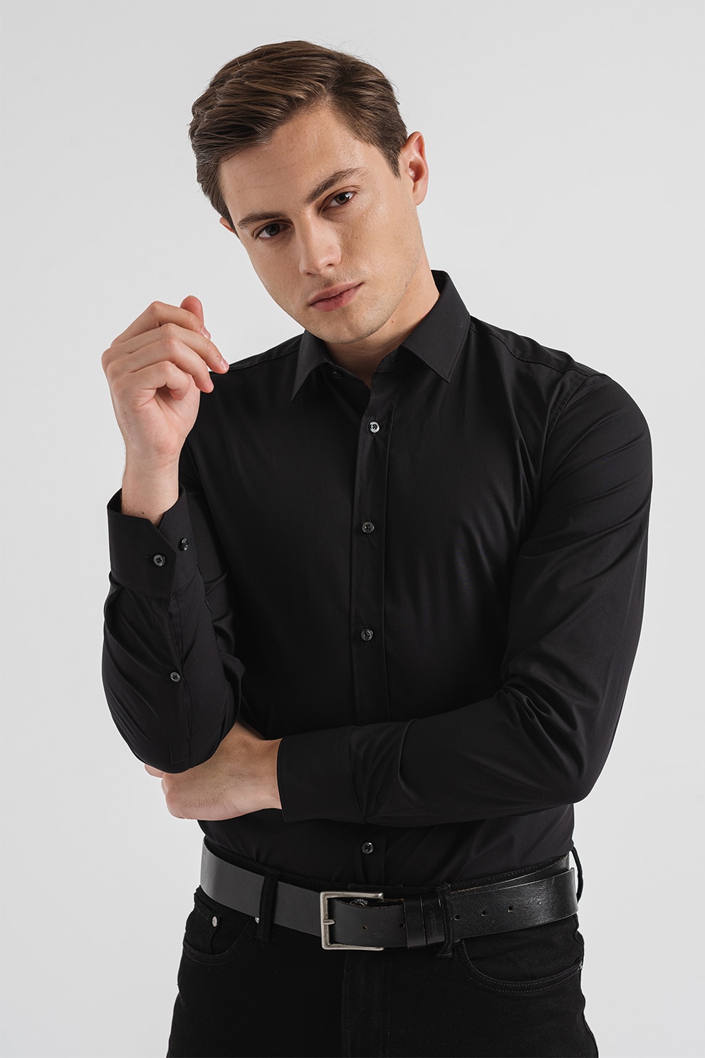 HUGO, Camasa extra slim fit Elisha, Negru, 41
