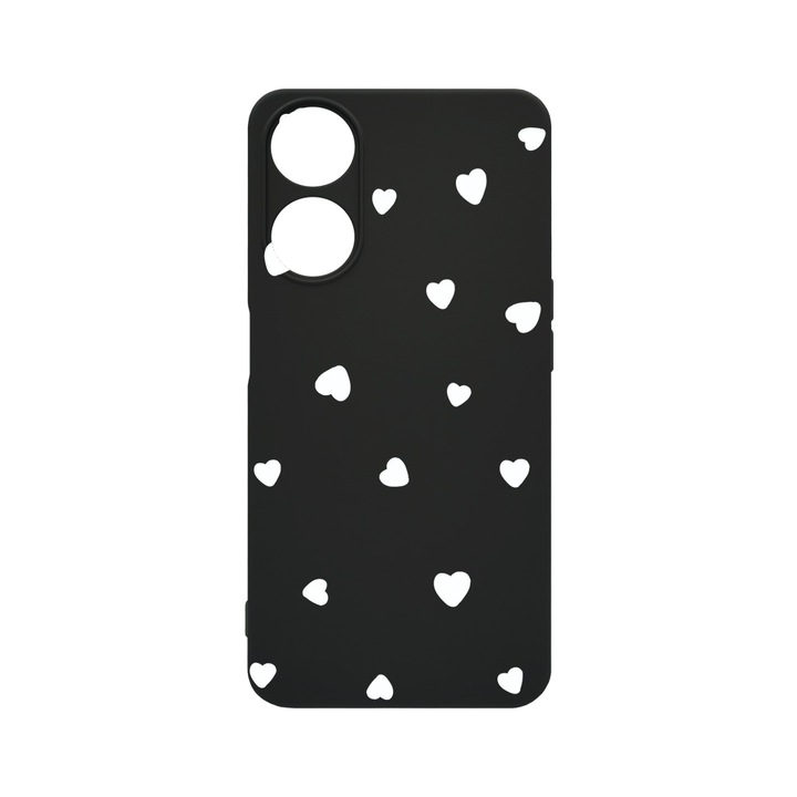 Силиконов калъф BestCase за OPPO Reno 8T 4G, Heart Pattern, 0.8MM Slim, Camera Protection, Black c-B 1041